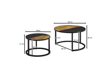 Satsbord Wohnling Set med 2 i massivt trä stenoptik metallben industriell - Möbler - Bord & matgrupper - Avlastningsbord - Satsbord