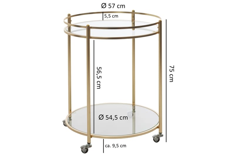 Hallbank Drinkvagn 57x57 cm - Guld - Möbler - Bord & matgrupper - Serveringsvagn & barvagn - Drinkvagn