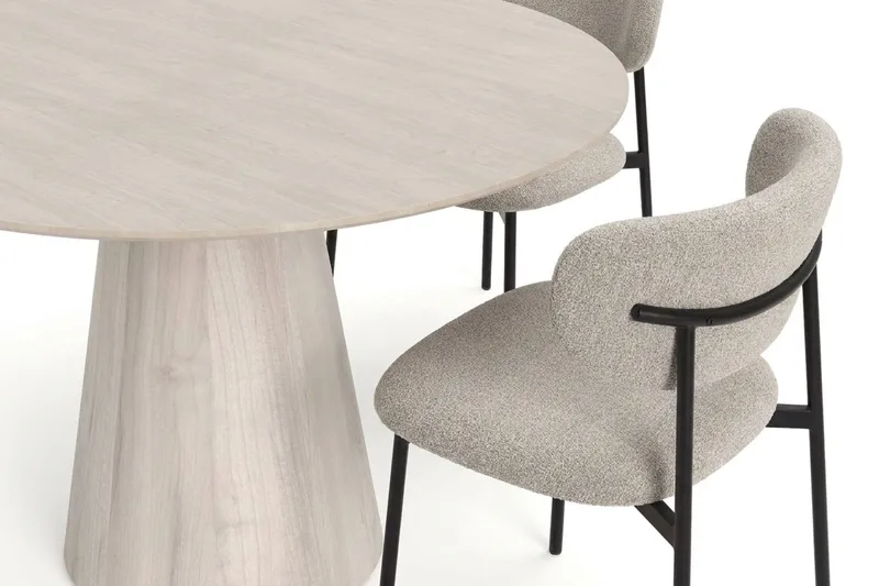 Siena Matgrupp runt 110 cm Vitlaserad med 4 Lucy Matstolar - Vitlaserad ek - Möbler - Bord & matgrupper - Matgrupper