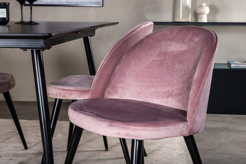 Silar Rektangulär Matgrupp 120-160 cm med 4 Velvet Matstolar - gammelrosa - Möbler - Bord & matgrupper - Matgrupper
