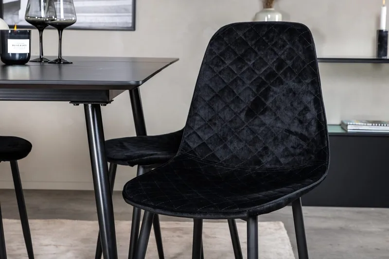 Silar Rektangulär Matgrupp 120-160 cm med 4 Polar Matstolar - svart - Möbler - Bord & matgrupper - Matgrupper