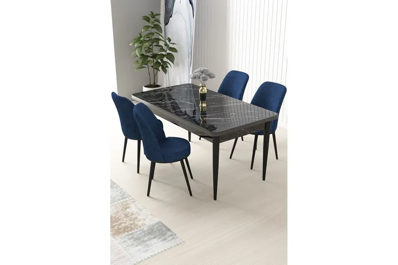Sivaji Matgrupp 4-sits - Svart/Navy - Möbler - Bord & matgrupper - Matgrupper