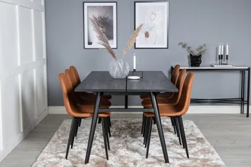 Sleek Matgrupp Förlängningsbar 195 cm Rektangulär med 6 Polar stolar - Möbler - Bord & matgrupper - Matgrupper
