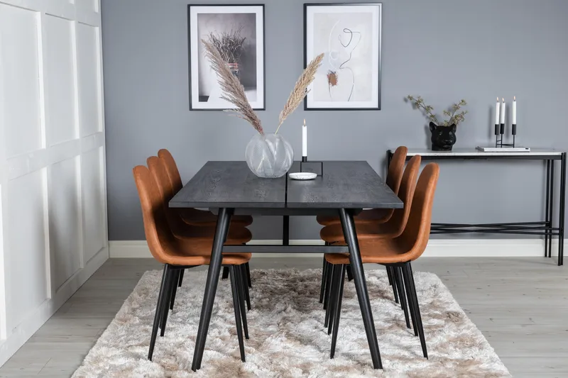 Sleek Matgrupp Förlängningsbar 195 cm Rektangulär med 6 Polar stolar - Möbler - Bord & matgrupper - Matgrupper