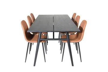Sleek Matgrupp Förlängningsbar 195 cm Rektangulär med 6 Polar stolar - Möbler - Bord & matgrupper - Matgrupper