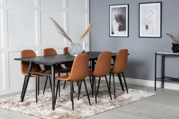 Sleek Matgrupp Förlängningsbar 195 cm Rektangulär med 6 Polar stolar - Möbler - Bord & matgrupper - Matgrupper