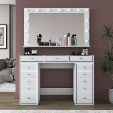 Bralen Sminkbord 120x79,8x44,5 cm - Vit - Möbler - Bord & matgrupper - Sminkbord & toalettbord