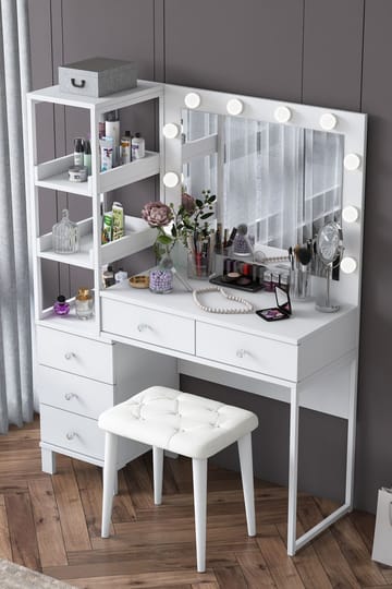 Bralen Sminkbord 120x79,8x44,5 cm - Vit - Möbler - Bord & matgrupper - Sminkbord & toalettbord