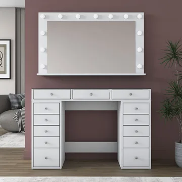 Bralen Sminkbord 120x79,8x44,5 cm - Vit - Möbler - Bord & matgrupper - Sminkbord & toalettbord