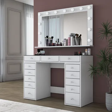 Bralen Sminkbord 120x79,8x44,5 cm - Vit - Möbler - Bord & matgrupper - Sminkbord & toalettbord