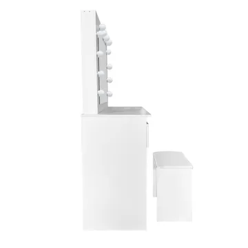 Glow Sminkbord 94 cm med spegel lådor och pall - LED Belysning - Vit - Möbler - Bord & matgrupper - Sminkbord & toalettbord
