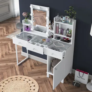 Jornes Sminkbord 120x136,8x40 cm - Vit - Möbler - Bord & matgrupper - Sminkbord & toalettbord