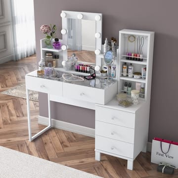 Jornes Sminkbord 120x136,8x40 cm - Vit - Möbler - Bord & matgrupper - Sminkbord & toalettbord
