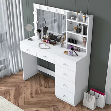 Lorvik Sminkbord 110x141,8x40 cm - Vit - Möbler - Bord & matgrupper - Sminkbord & toalettbord