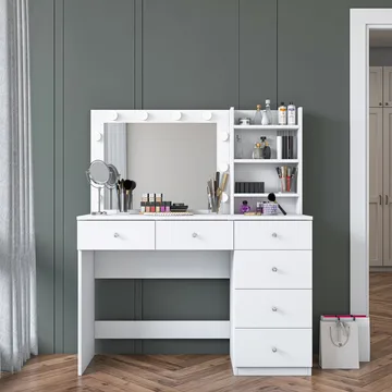 Lorvik Sminkbord 110x141,8x40 cm - Vit - Möbler - Bord & matgrupper - Sminkbord & toalettbord