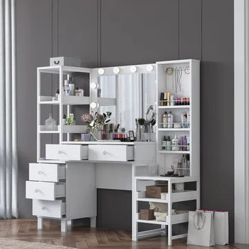 Sondal Sminkbord 145x141,8x40 cm - Vit - Möbler - Bord & matgrupper - Sminkbord & toalettbord