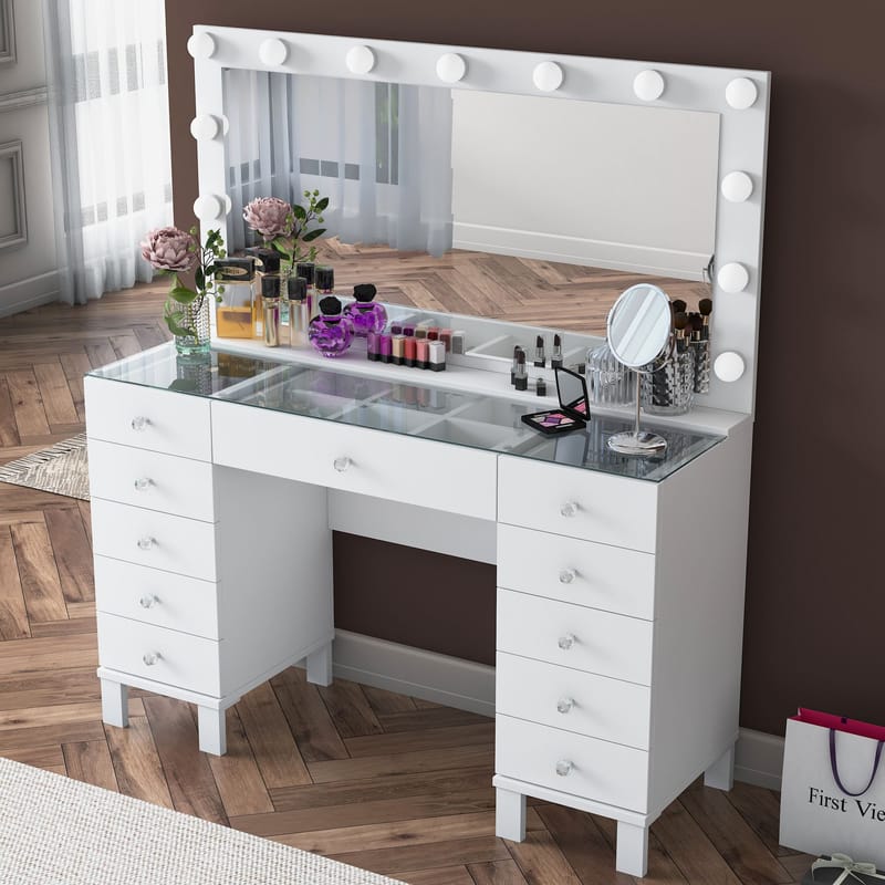 Wonthaggi Sminkbord 120x133,6x40 cm - Vit - Möbler - Bord & matgrupper - Sminkbord & toalettbord