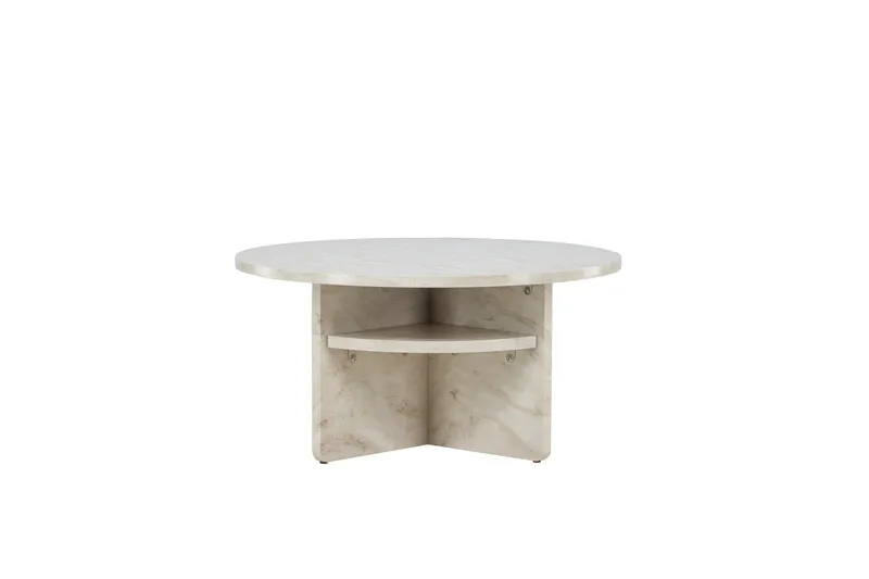 Ålesund Runt Travertin Soffbord 85 cm, Beige