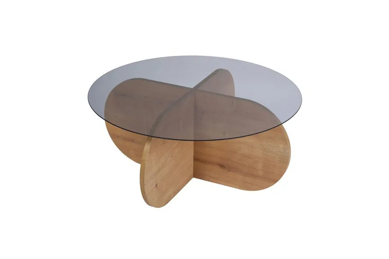 Soffbord Aeris 75 cm med Glasskiva, Safir Ek / Rök