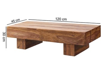 Brano 120 cm Rektangulärt Soffbord i Massivt Trä med Massiv Balkdesign - Brun - Möbler - Bord & matgrupper - Soffbord