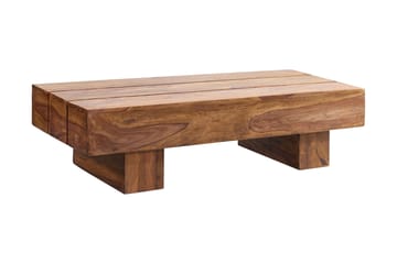 Brano 120 cm Rektangulärt Soffbord i Massivt Trä med Massiv Balkdesign - Brun - Möbler - Bord & matgrupper - Soffbord