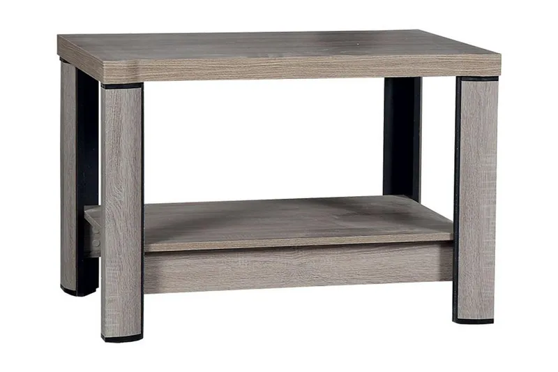Chezum Soffbord 90 cm med Förvaring Hylla, Tryffel/Beige/Grå