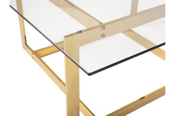 Crystal 80 cm Kvadratiskt Soffbord med Geometriskt Underrede i Glas - Klar - Möbler - Bord & matgrupper - Soffbord
