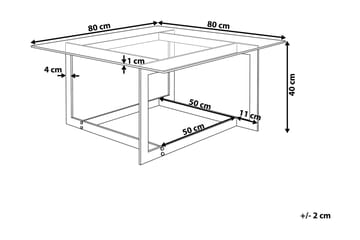 Crystal 80 cm Kvadratiskt Soffbord med Geometriskt Underrede i Glas - Klar - Möbler - Bord & matgrupper - Soffbord