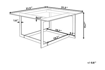 Crystal 80 cm Kvadratiskt Soffbord med Geometriskt Underrede i Glas - Klar - Möbler - Bord & matgrupper - Soffbord