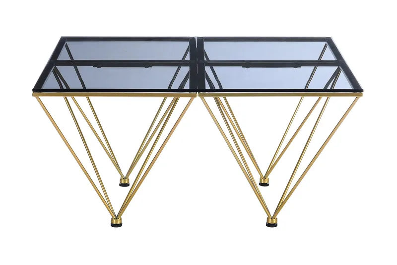 Crystal Soffbord 80 cm, Rökfärgat glas/Mässing