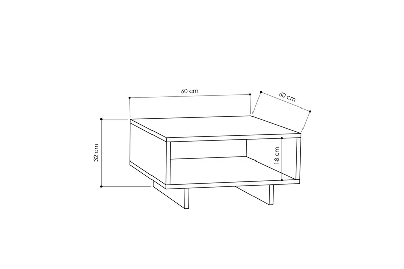 Decorta Soffbord 60 cm med Förvaring Hylla - Ekfärg/Mörkgrå - Möbler - Bord & matgrupper - Soffbord