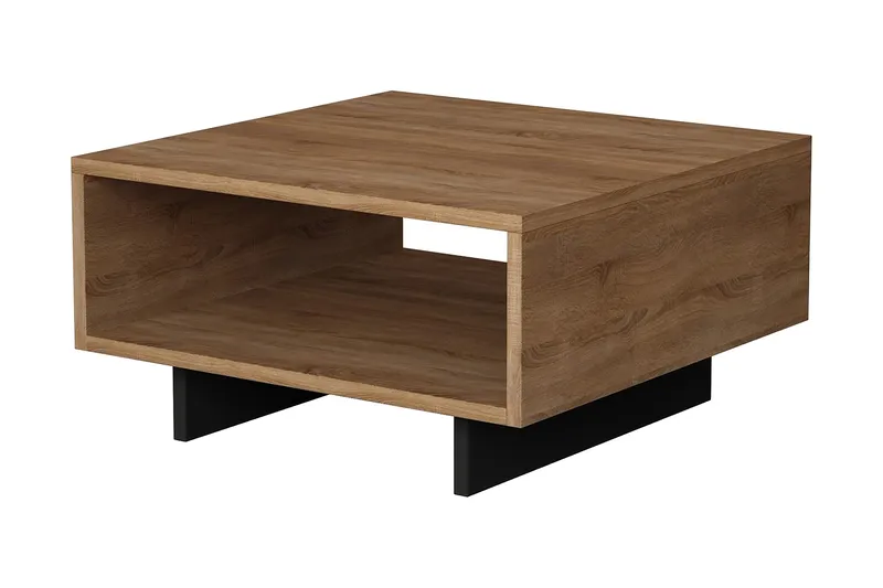 Decorta Soffbord 60 cm med Förvaring Hylla, Ekfärg/Mörkgrå