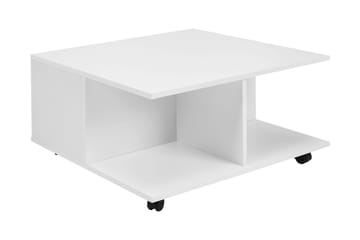 Delgadillo Kvadratiskt Soffbord 70 cm med Lådor och Hjul i Målat Trä - Vit - Möbler - Bord & matgrupper - Soffbord - Soffbord med hjul