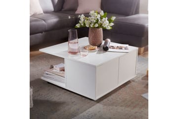 Delgadillo Kvadratiskt Soffbord 70 cm med Lådor och Hjul i Målat Trä - Vit - Möbler - Bord & matgrupper - Soffbord - Soffbord med hjul