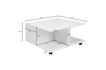 Delgadillo Kvadratiskt Soffbord 70 cm med Lådor och Hjul i Målat Trä - Vit - Möbler - Bord & matgrupper - Soffbord - Soffbord med hjul