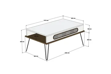 Ekolane Soffbord 105 cm med Förvaring Hylla - Vit/Natur - Möbler - Bord & matgrupper - Soffbord