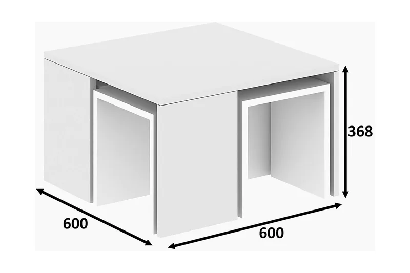Elegancia Satsbord 60 cm 4 Bord - Vit - Möbler - Bord & matgrupper - Soffbord