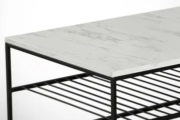 Falan Soffbord 95 cm med Förvaring Hylla Marmormönster Ribbo - Vit/Svart - Möbler - Bord & matgrupper - Soffbord