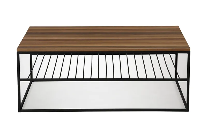 Falan Soffbord 95 cm med Hylla Ribbor, Brun