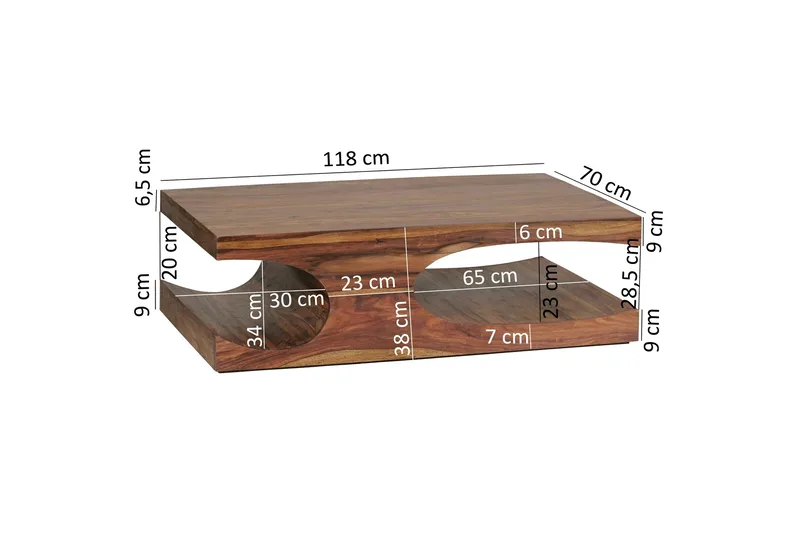 Gjerrild Soffbord 118 cm med Förvaring Hyllor - Massivt Trä - Möbler - Bord & matgrupper - Soffbord