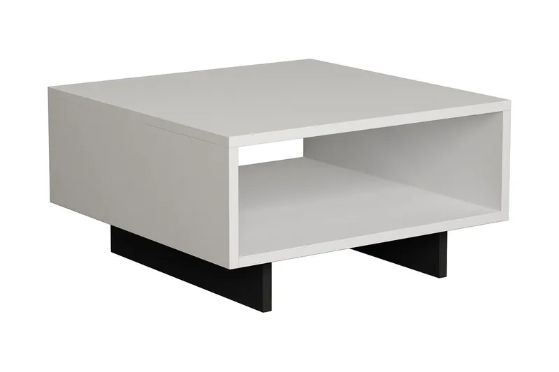 Hapeila Soffbord 60 cm med Förvaring Hylla, Vit/Mörkgrå