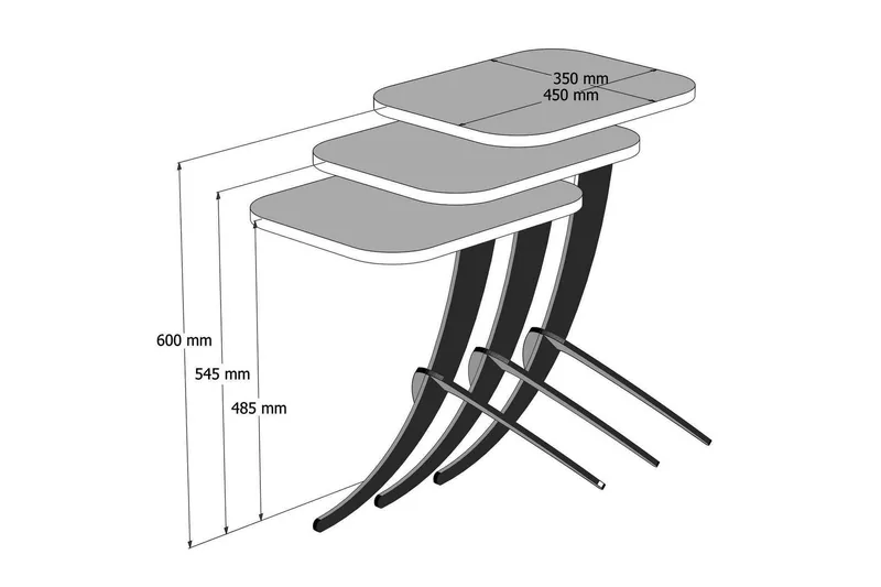 Hovdane Satsbord 45 cm 3 Bord - Vit - Möbler - Bord & matgrupper - Soffbord