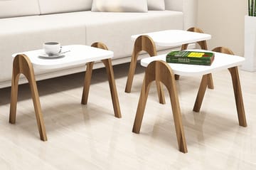 Hovdane Satsbord 49 cm 3 Bord - Vit/Brun - Möbler - Bord & matgrupper - Soffbord