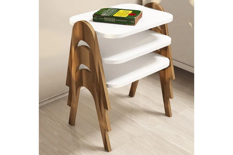 Hovdane Satsbord 49 cm 3 Bord - Vit/Brun - Möbler - Bord & matgrupper - Soffbord