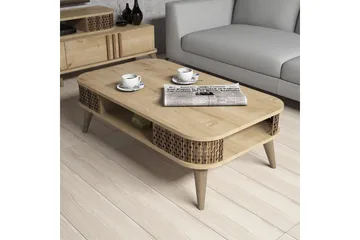 Hovdane Soffbord 105 cm med Förvaring Hylla Runda Hörn - Ljusbrun - Möbler - Bord & matgrupper - Soffbord