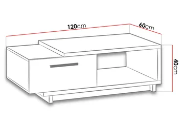 Ingram Soffbord 120 cm med Förvaring Låda + Hylla - Natur/Svart - Möbler - Bord & matgrupper - Soffbord