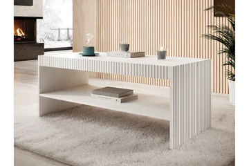 Juniskär ribbad soffbord med hyllförvaring rektangulärt - 120x57x50 Vit - Möbler - Bord & matgrupper - Soffbord