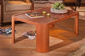 Kazuko Rektangulärt Soffbord 110 cm i Metall med Nitad Plåtkonstruktion - Koppar - Möbler - Bord & matgrupper - Soffbord