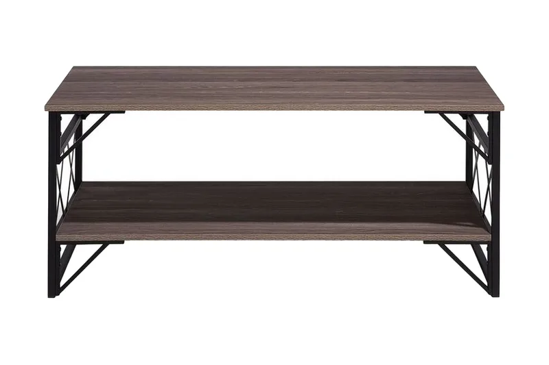Kindertofte Soffbord 120 cm med Förvaring Hylla, Brungrå