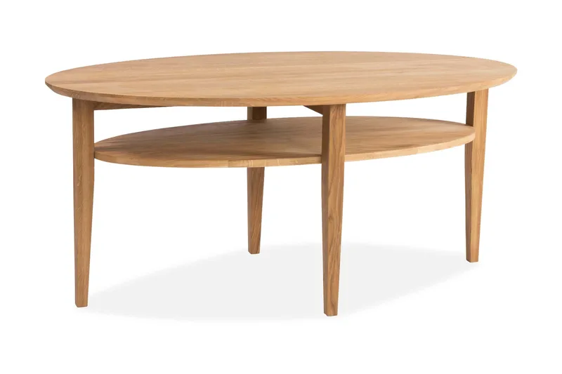 Laurelville Soffbord 130 cm Ovalt med Förvaring Hylla, Ek